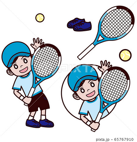 テニス 男の子 キャップ 帽子 サーブトスのイラスト素材