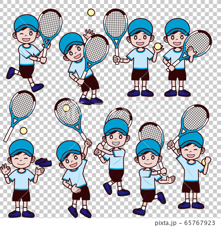 テニス 男の子 キャップ 帽子 セットのイラスト素材