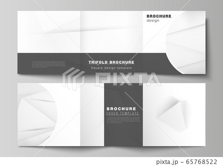 Vector layout of square cover design templates for trifold brochure, flyer, magazine, cover design, book design, brochure cover. Halftone effect decoration with dots. Dotted pop art pattern decoration 65768522