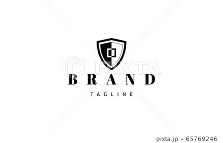 Vector logo on which an abstract image of a shield and a square inside. Vector logo on which an abstract image of a shield and a square inside. 65769246