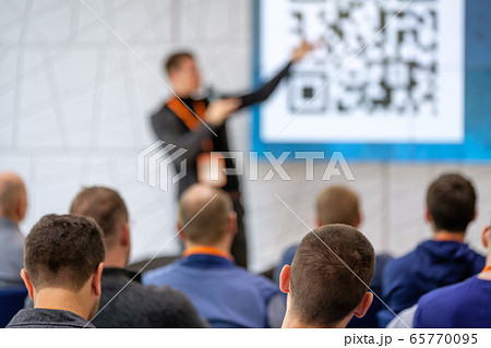 Audience listens lecturer at workshop Audience listens lecturer at workshop 65770095
