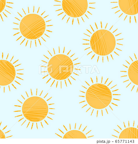 Cute textured cartoon yellow sun pattern 65771143