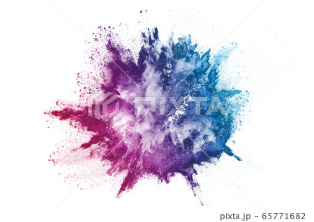 abstract powder splatted background. Colorful powder explosion on white background. Colored cloud. Colorful dust explode. Paint Holi. 65771682