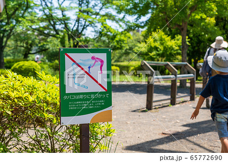 公園　喫煙のマナー掲示 65772690