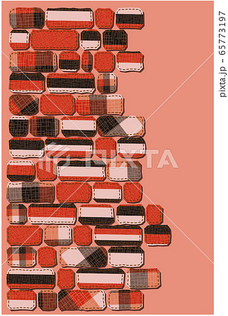 パッチワーク生地 煉瓦風イメージ 背景素材のイラスト素材