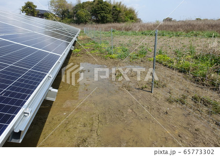 水が溜まった太陽光発電所 水が溜まった太陽光発電所 65773302