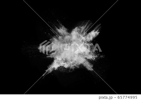 White powder explosion on black background. Colored cloud. Colorful dust explode. Paint Holi. 65774995