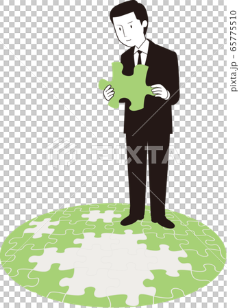 パズルのピースを持つ男性ビジネスマン パズルのピースを持つ男性ビジネスマン 65775510