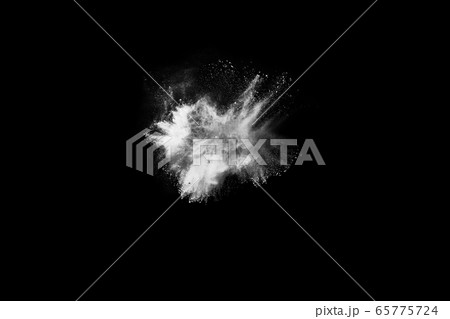 White powder explosion on black background. Colored cloud. Colorful dust explode. Paint Holi. 65775724