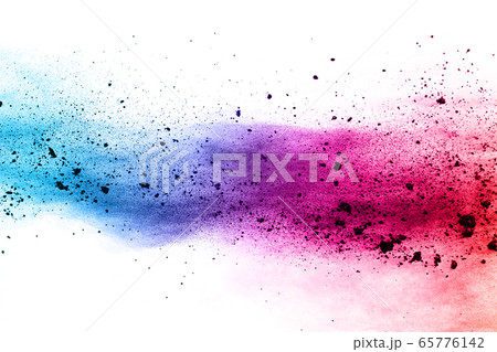 abstract powder splatted background. Colorful powder explosion on white background. Colored cloud. Colorful dust explode. Paint Holi. 65776142
