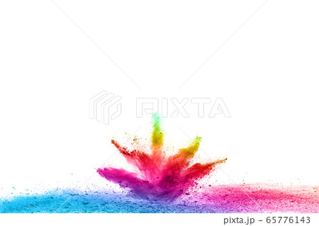 abstract powder splatted background. Colorful powder explosion on white background. Colored cloud. Colorful dust explode. Paint Holi. 65776143