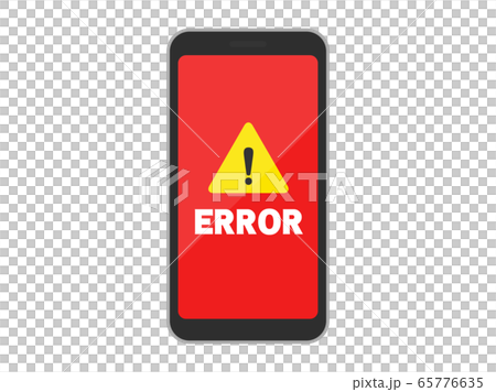 エラー画面が表示されたスマートフォンのイラストのイラスト素材