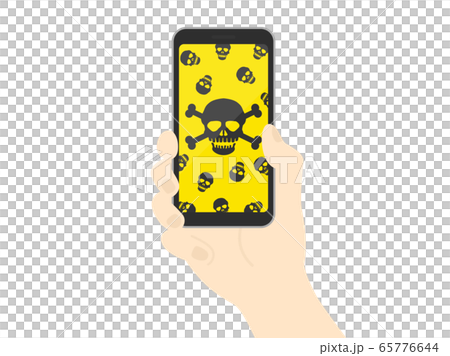 Illustration of a smartphone infected with a virus 65776644