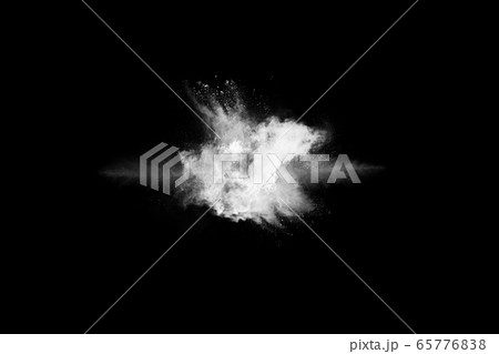 White powder explosion on black background. Colored cloud. Colorful dust explode. Paint Holi. 65776838