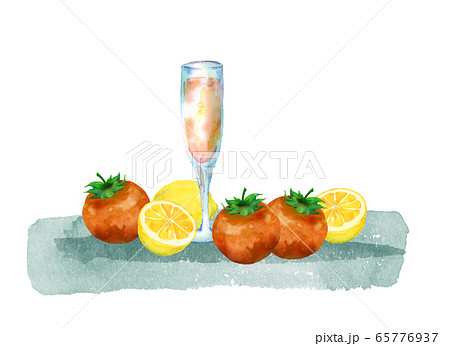 トマトとレモンとジュースのイラスト素材