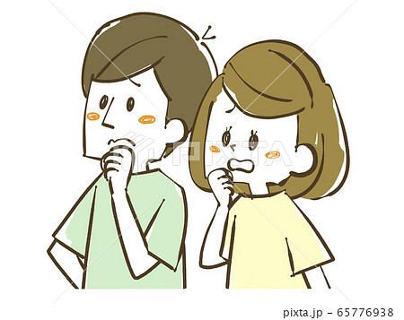 心配 不安がある男女 夫婦 カップルのイラスト素材