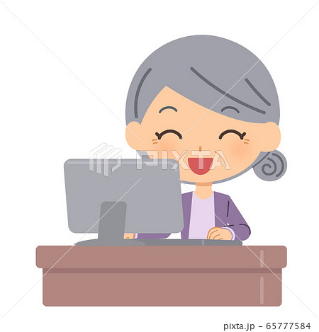 年配女性 パソコン 年配女性 パソコン 65777584