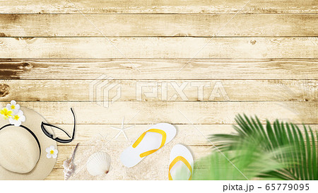 背景-砂浜-ウッドデッキ 65779095