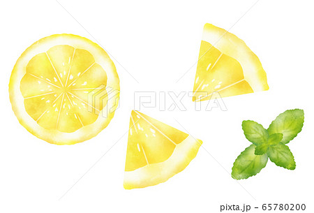 水彩タッチのレモンとミントのイラスト素材 水彩タッチのレモンとミントのイラスト素材