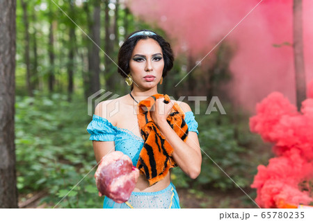 Woman calls stop wearing fur. Vegetarian campaign against the fur industry. Eco friendly behaviour. Protect the animals. Woman calls stop wearing fur. Vegetarian campaign against the fur industry. Eco friendly behaviour. Protect the animals. 65780235