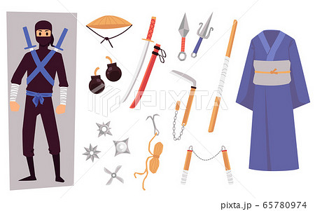 Ninja Character With Weapon And Clothing のイラスト素材