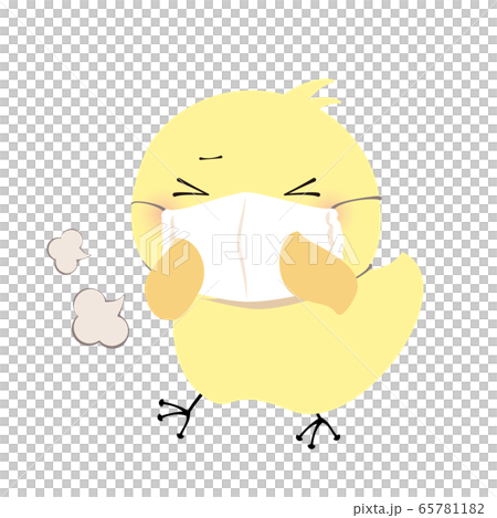 Chick wearing a mask and coughing Chick wearing a mask and coughing 65781182
