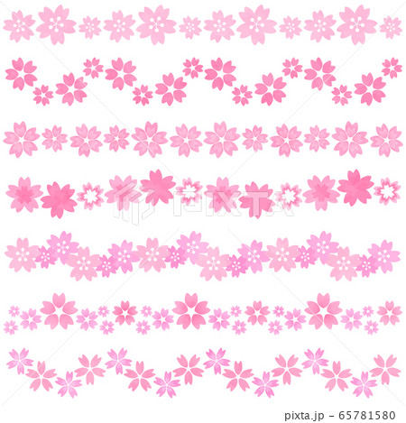 桜のラインセット 水彩風のイラスト素材