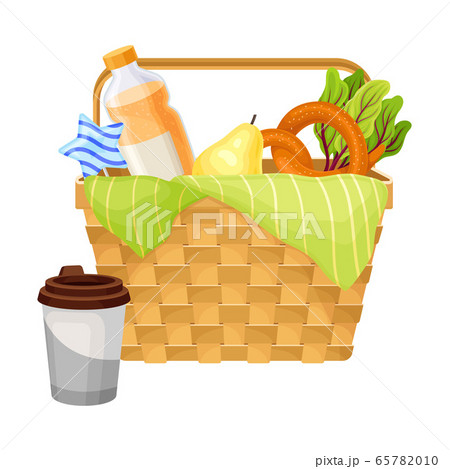 Wicker Picnic Basket or Hamper Full with Foodstuff Vector Illustration Wicker Picnic Basket or Hamper Full with Foodstuff Vector Illustration 65782010