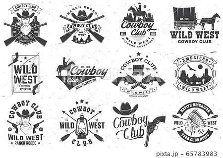 Cowboy club badge. Ranch rodeo. Vector. Concept for shirt, logo, print, stamp, tee with cowboy and shotgun. Vintage typography design with wild west and western rifle silhouette. Cowboy club badge. Ranch rodeo. Vector. Concept for shirt, logo, print, stamp, tee with cowboy and shotgun. Vintage typography design with wild west and western rifle silhouette. 65783983