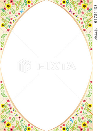 背景 枠型 鳥と草花1 2のイラスト素材