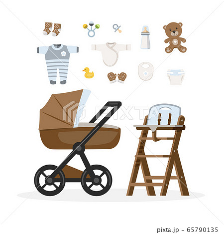 Baby boy care items. Vector illustration 65790135