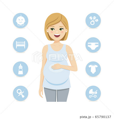 Pregnant woman and baby boy icons. Vector Pregnant woman and baby boy icons. Vector 65790137