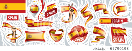 Vector set of the national flag of Spain in various creative designs 65790198
