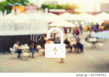 Unlock of business concept with blurred photo of Unlock of business concept with blurred photo of 65790562