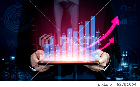 Double Exposure Image of Business Profit Growth 65791004