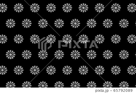 黒地に白い掠れ模様の和柄 菊のイラスト素材 6579