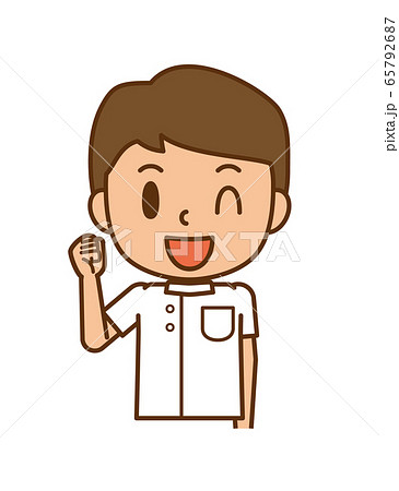 看護師 男性 ガッツポーズのイラスト素材