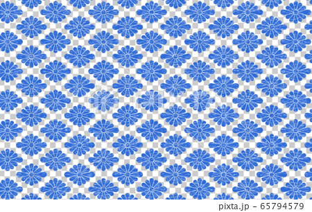 透過背景の青地に白い掠れ模様の和柄 菊菱のイラスト素材
