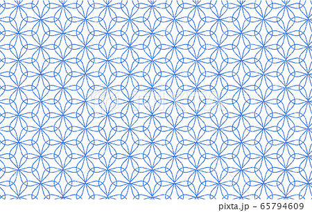 透過背景の青地に白い掠れ模様の和柄：輪違麻の葉のイラスト素材