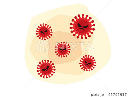 新型コロナウイルス ウイルス 顔あり イメージ 肌色背景のイラスト素材