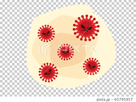 新型コロナウイルス ウイルス 顔あり イメージ 肌色背景のイラスト素材 65795957 Pixta