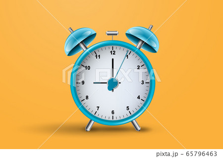 Realistic alarm clock on orange background. 65796463