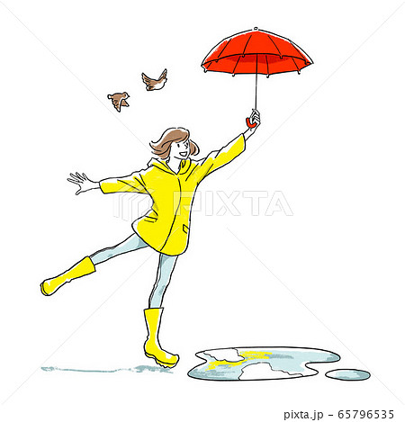 傘をさす人 雨上がりのイラスト素材