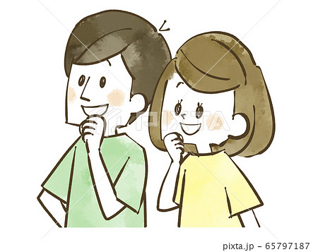 笑顔の男女-夫婦・カップル-水彩 65797187