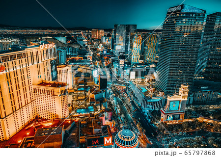 Main street of Las Vegas-is the Strip in evening 65797868
