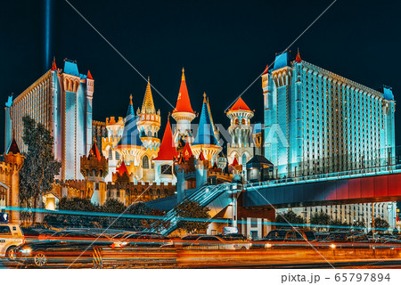 Main street of Las Vegas-is the Strip in evening 65797894