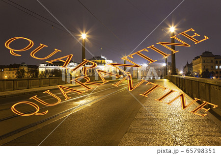 Coronavirus in Prague, Czech Republic. Concept of COVID pandemic and travel in Europe. Coronavirus in Prague, Czech Republic. Concept of COVID pandemic and travel in Europe. 65798351
