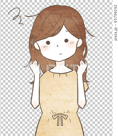 髪がまとまらない女性 髪がまとまらない女性 65799292