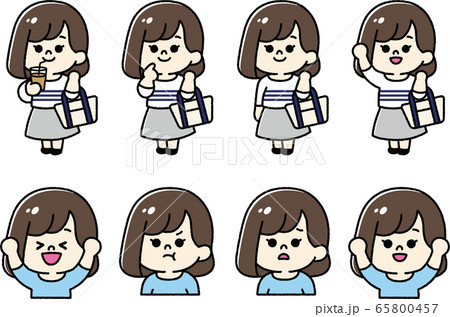 オフィスカジュアルな女性イラストセット オフィスカジュアルな女性イラストセット 65800457