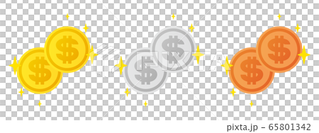 三種顏色的美元硬幣 65801342